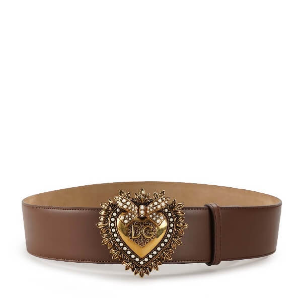 Dolce Gabbana - Brown Leather Heart Belt 